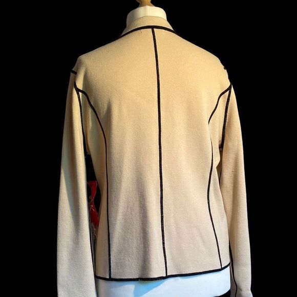 0201 Vintage ANNE KLEIN Cream and Black Wool Blazer Size L NWT - Picture 3 of 9
